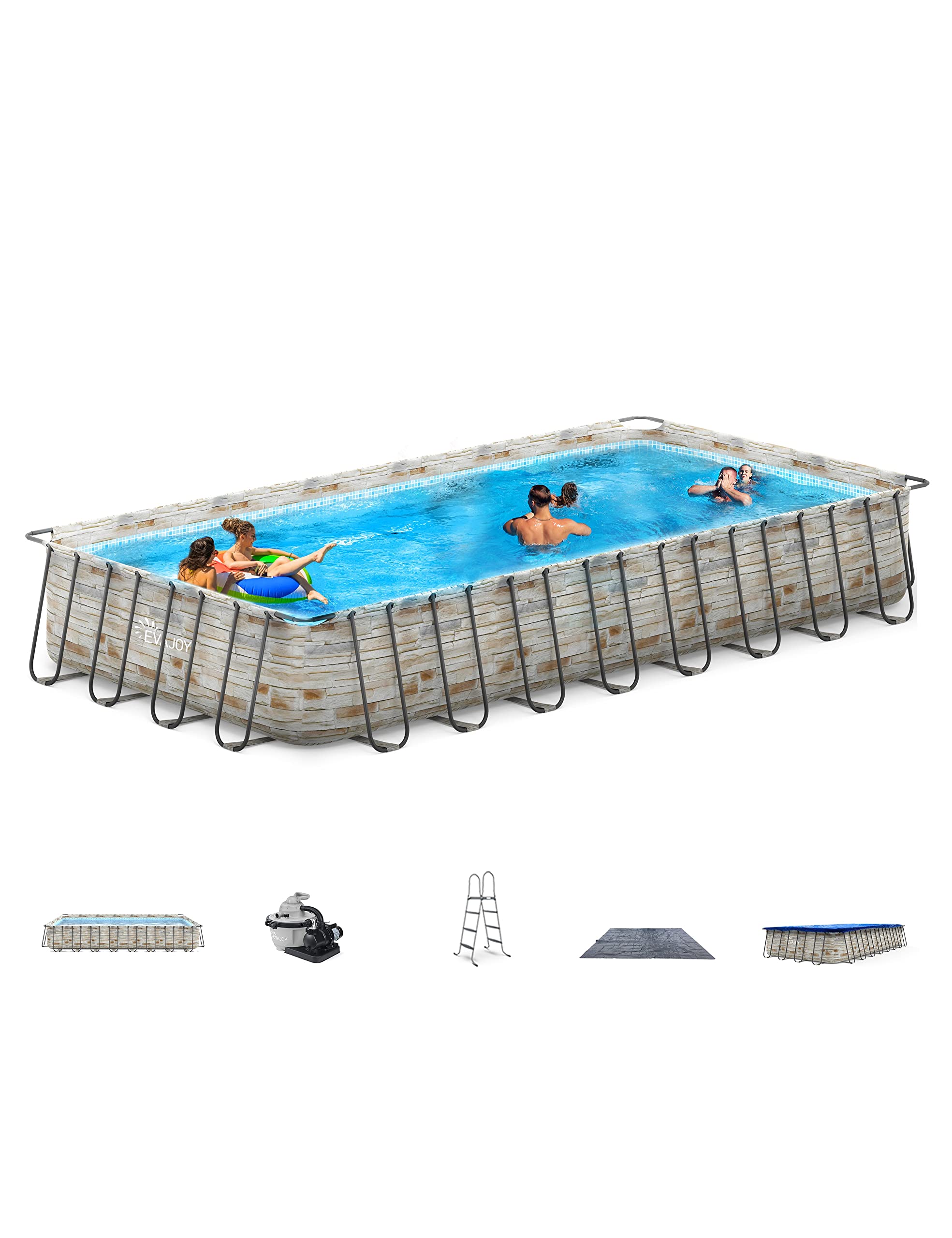 love＆pool Amazon.com: EVAJOY 32ft x 16ft x 52in Metal Frame Swimming Pool